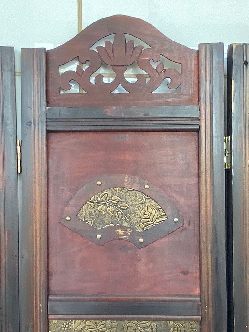 唐物 中国风の骨董品木屏風　年代不詳、骨董品　入手困難　割引相談可2