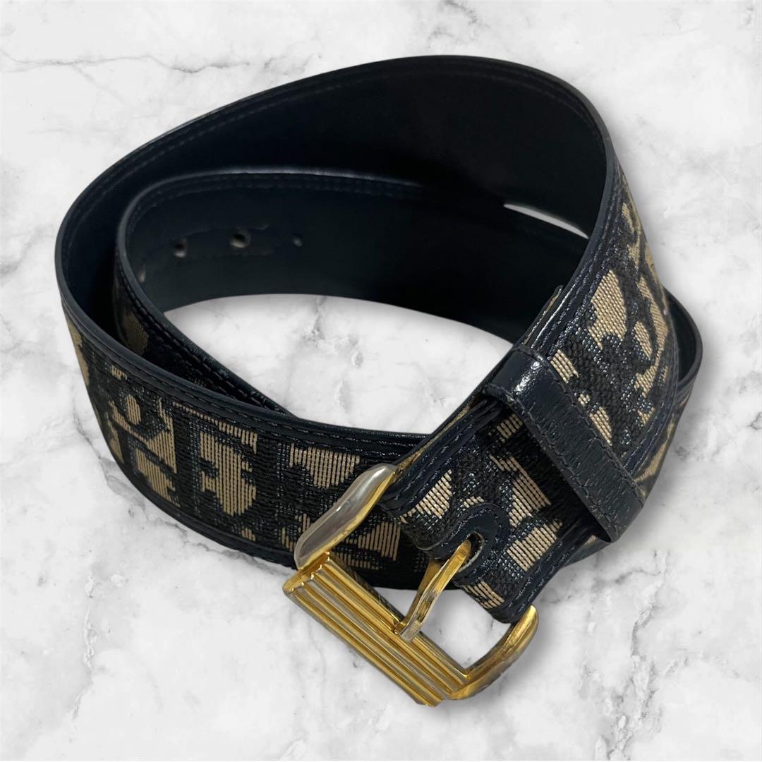 Christian Dior ディオール トロッター柄 ゴールドバックル ベルト