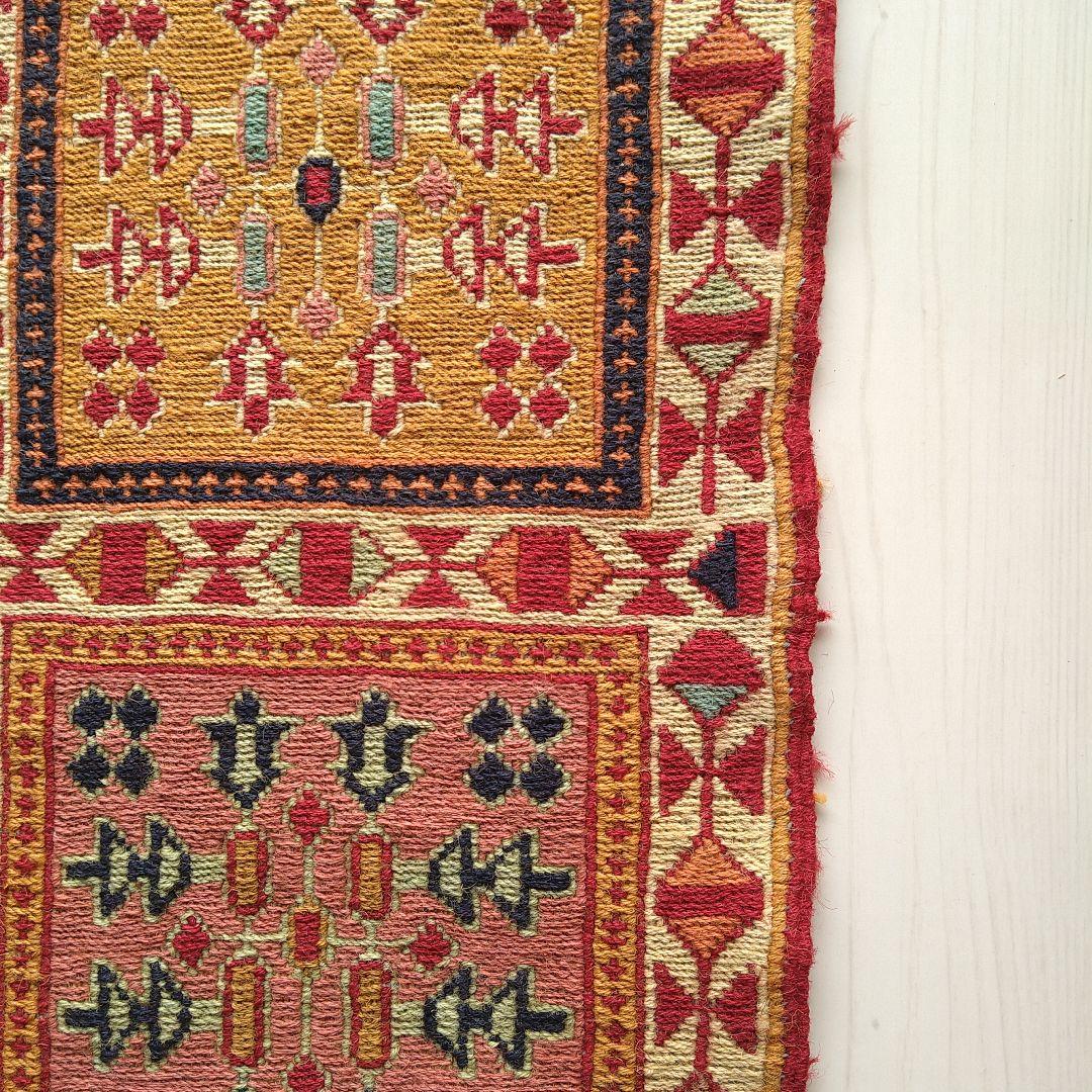 スマック織り キリム 98×52cm ８スクエア 自然モチーフ模様 ペルシャ絨毯