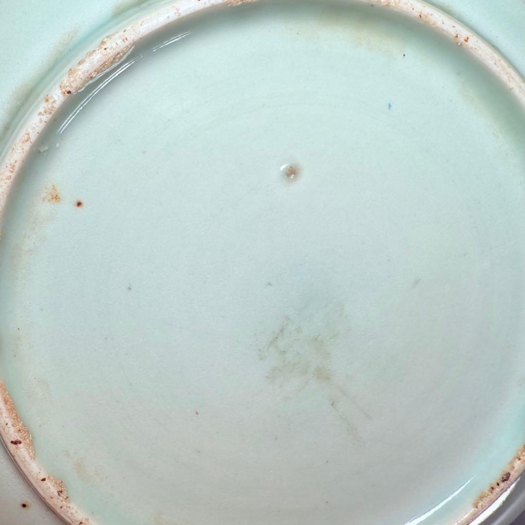 江戸時代　柿右衛門手　青磁竹梅文皿　桐箱付　赤絵　雲　古美術　鍋島青磁