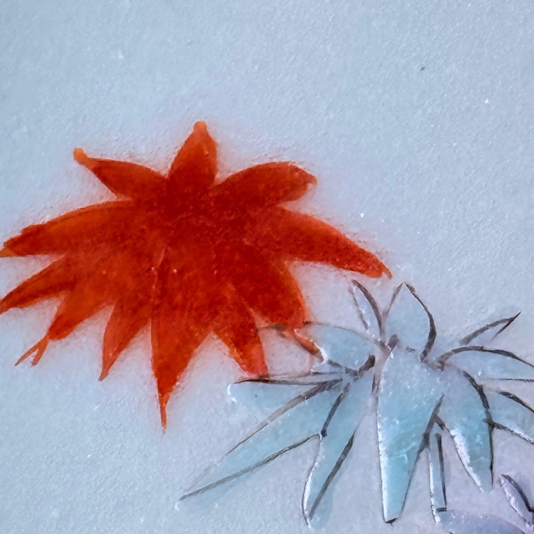 江戸時代　柿右衛門手　青磁竹梅文皿　桐箱付　赤絵　雲　古美術　鍋島青磁