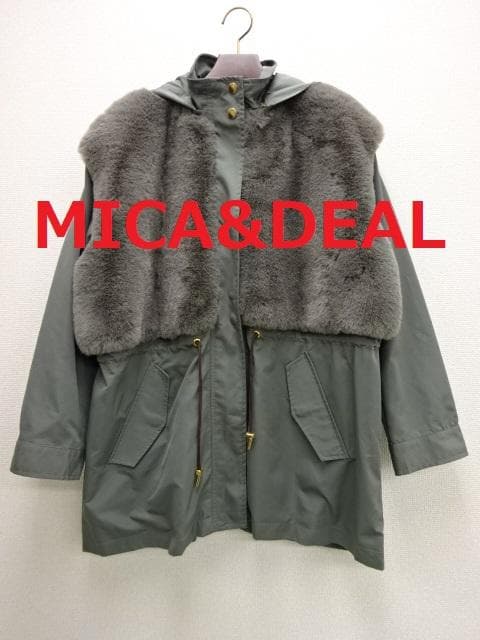 MICA&DEAL　フーデットファードッキングコート　ブルゾン　カーキ