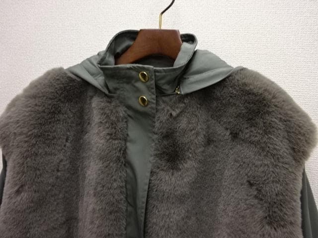 MICA&DEAL　フーデットファードッキングコート　ブルゾン　カーキ