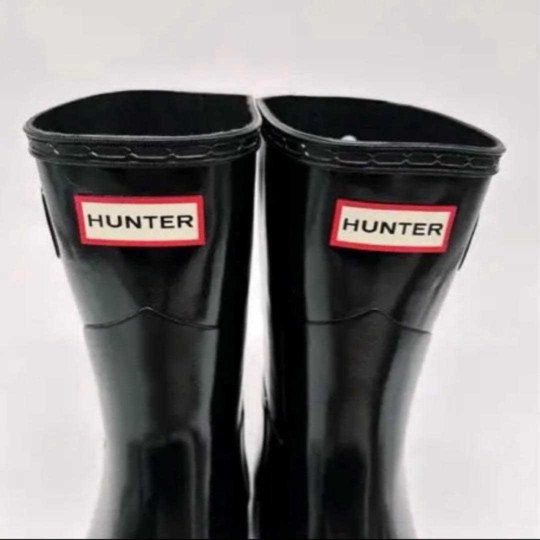 極美品✨ ハンター ショートレインブーツ　サイドベルト付 ブラック 25