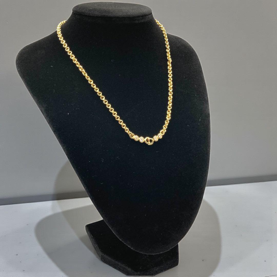 ヴィンテージ Dior CDロゴ ストーン ネックレス43cm 332