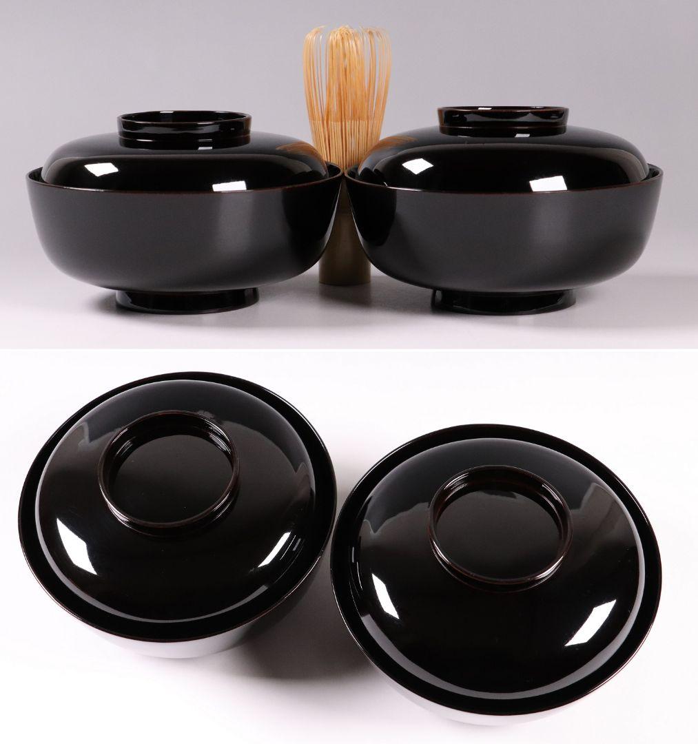 CL31 輪島塗 諫鼓鶏金蒔絵 黒塗椀 二客 木製漆器 鶏 太鼓 草花 梨地