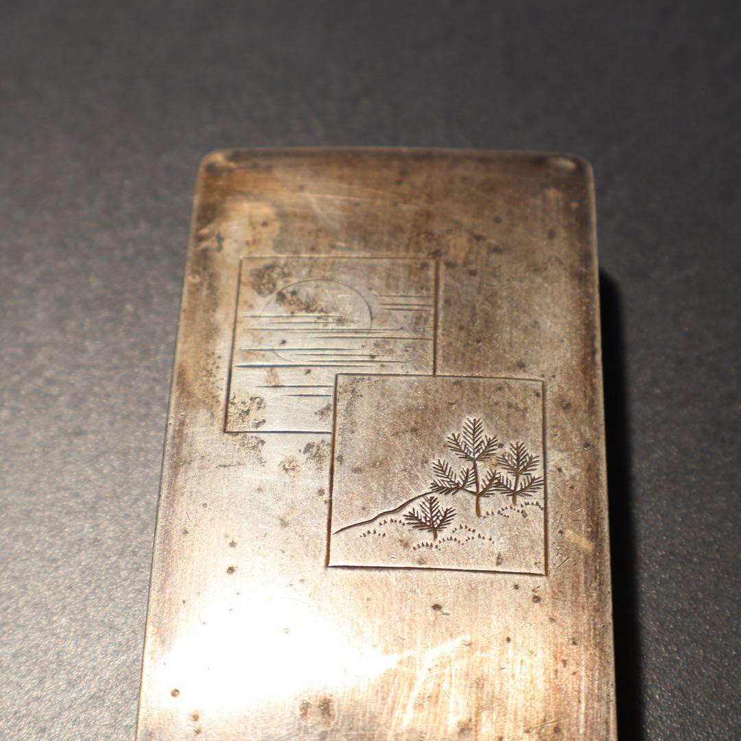 銀製　色紙文様　爪楊枝入れ　小物入れ　アンティーク　6R1481K3