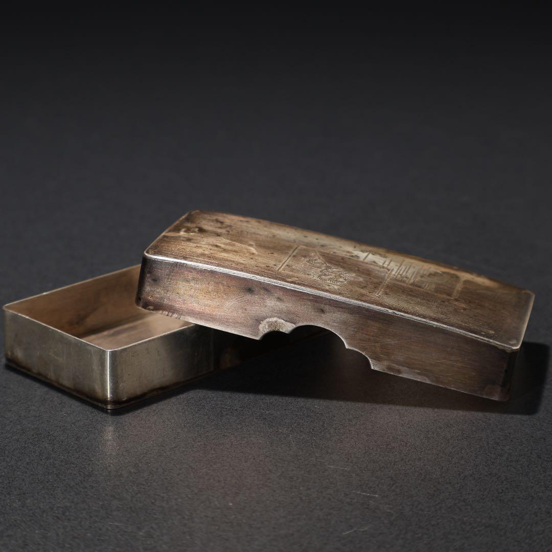 銀製　色紙文様　爪楊枝入れ　小物入れ　アンティーク　6R1481K3