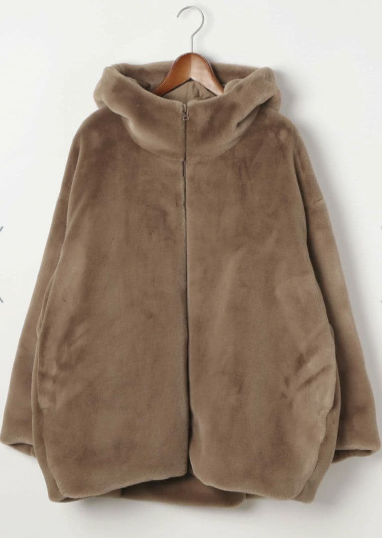 niko and… ベルベットファーフードブルゾン ブラウン L
