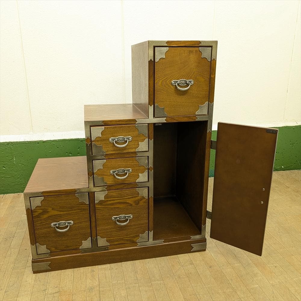 階段箪笥　時代箪笥　飾箪笥　箪笥　タンス　たんす　小物　収納　整理　抽斗　民藝