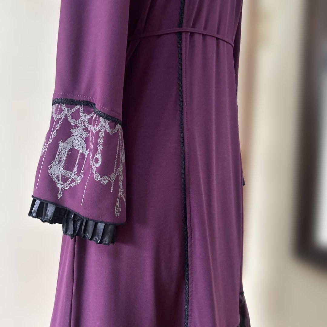 OZZ ONESTE パープル レースアップひざ丈ワンピース［商品番号3］