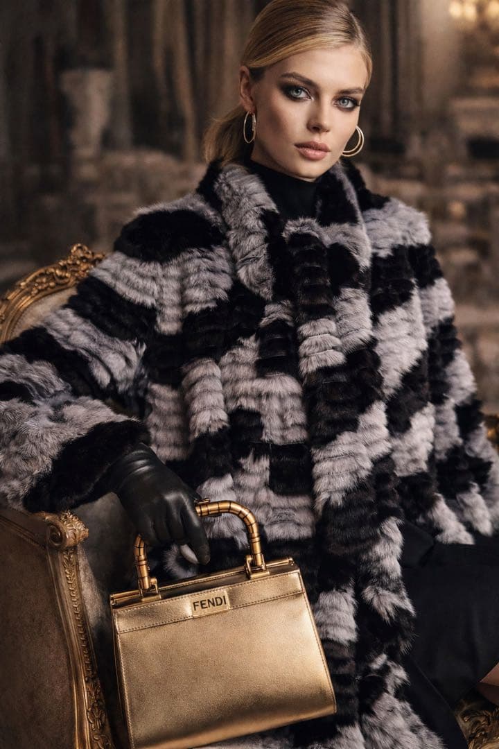 未使用　FENDIフェンディ マフラー付　総ミンク　コート　ブラック ブルゾン