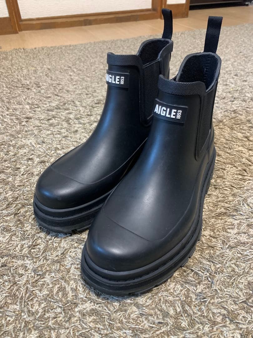 AIGLE ソフトレイン2 ラバーブーツ　サイドゴア長靴　ブラック