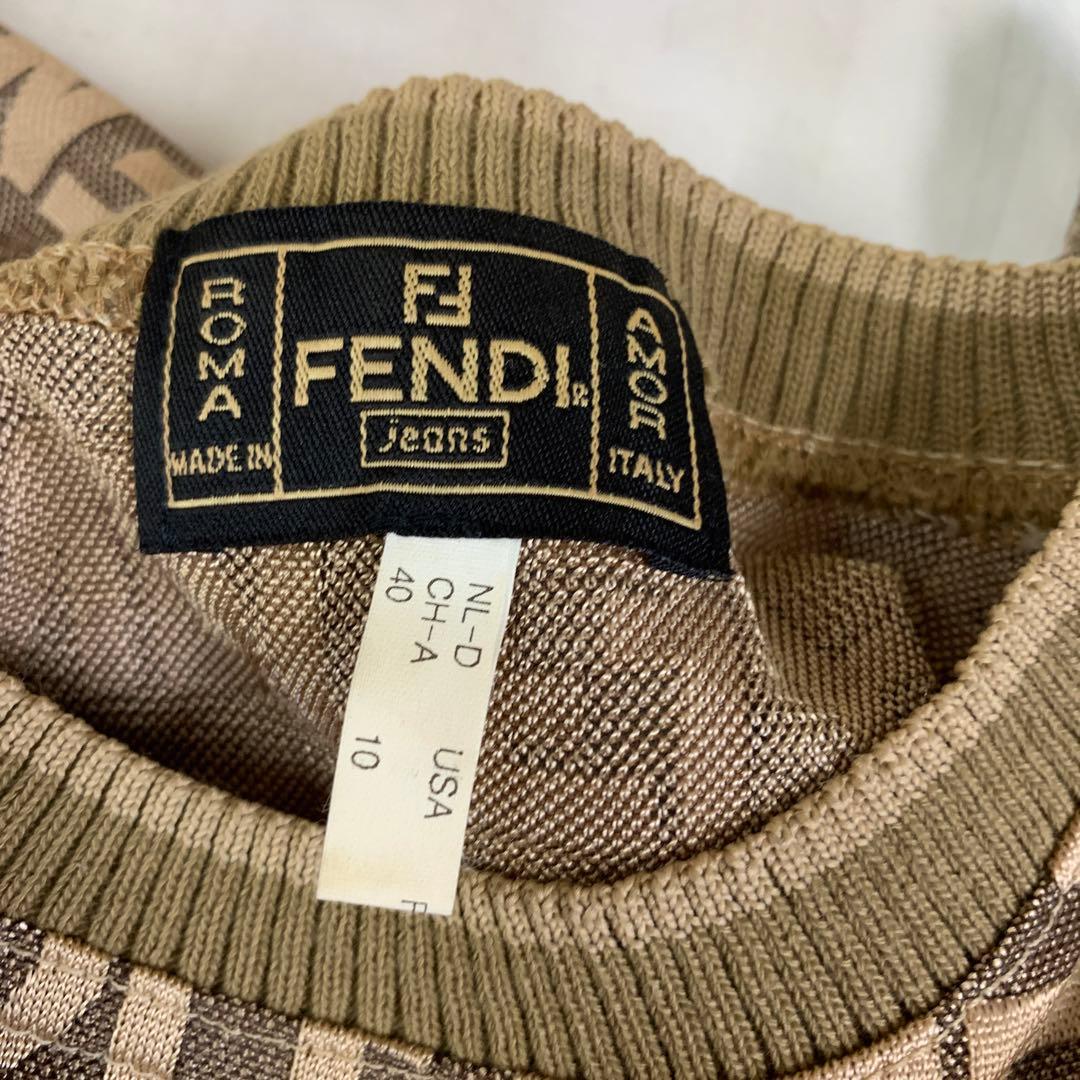 W6)FENDI jeans フェンディ　ズッカ柄 半袖 Ｔシャツ ロゴ