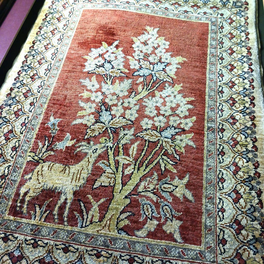 Y2732 トルコ ヘレケ絨毯 シルク100% 手織り100万ノット 額装