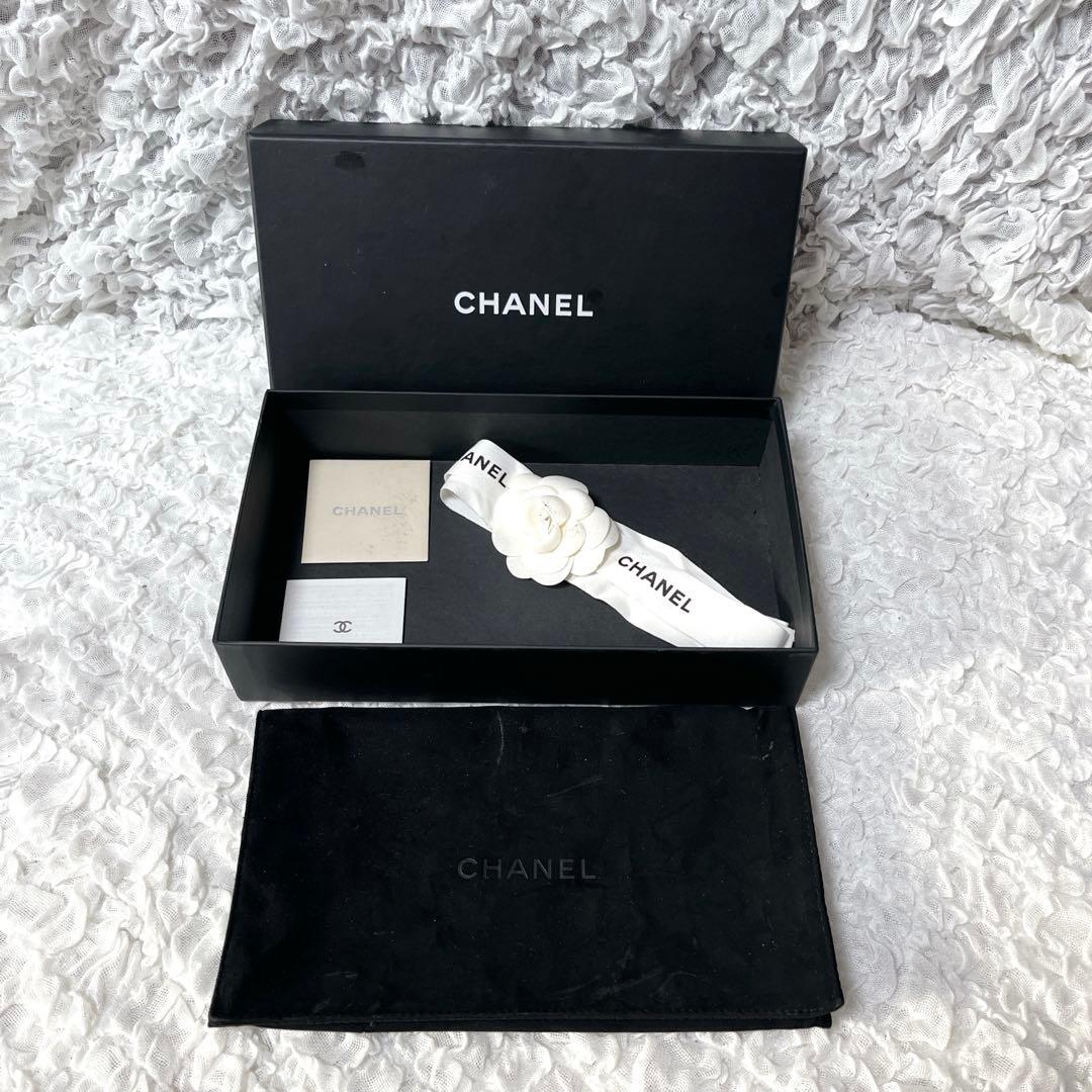 箱付✨CHANEL ブラックレザー 長財布　がま口　キャビアスキン