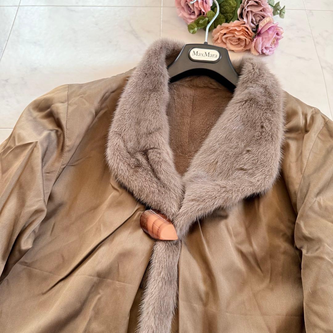 希少 メンズ 染めミンク トリミング シェアード リバーシブルファーコート 毛皮