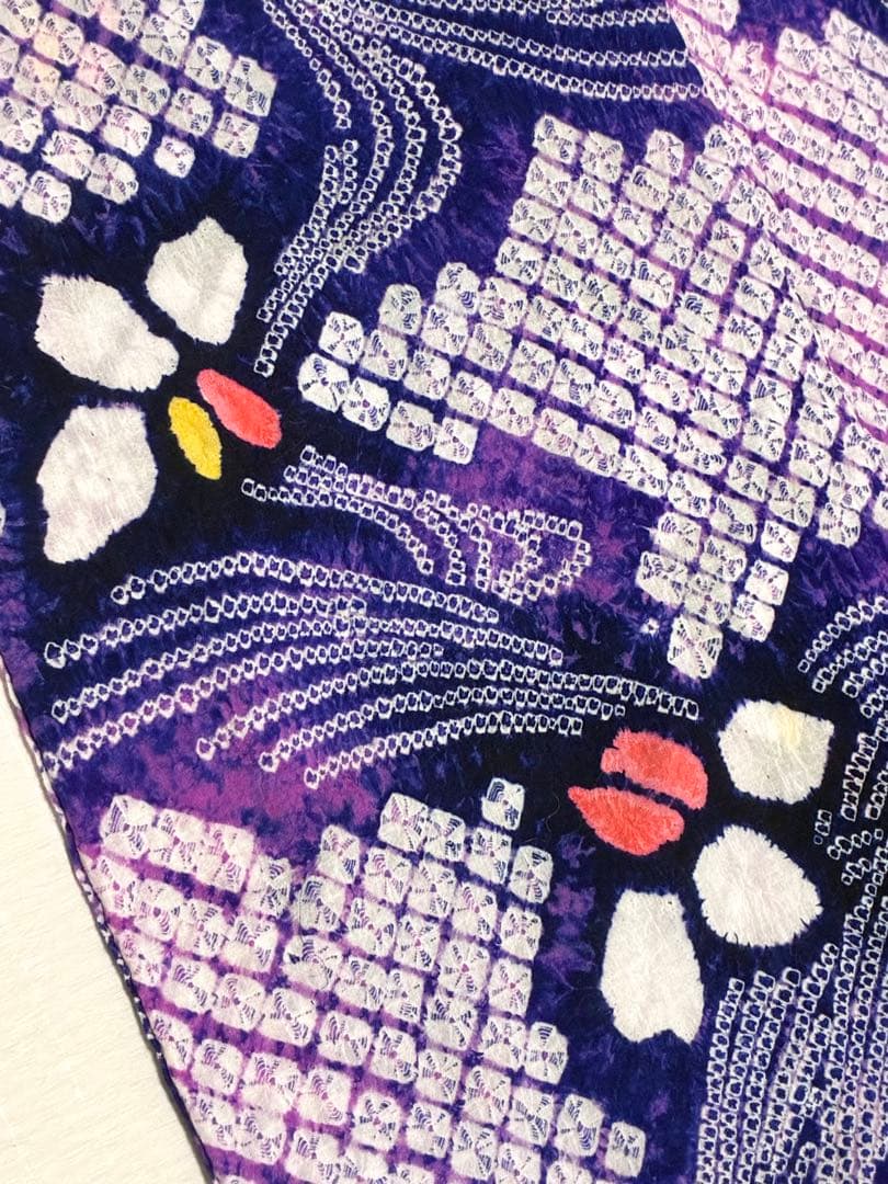 出品明日まで！　浴衣　有松鳴海絞り　菖蒲と流水　裄67.3cm