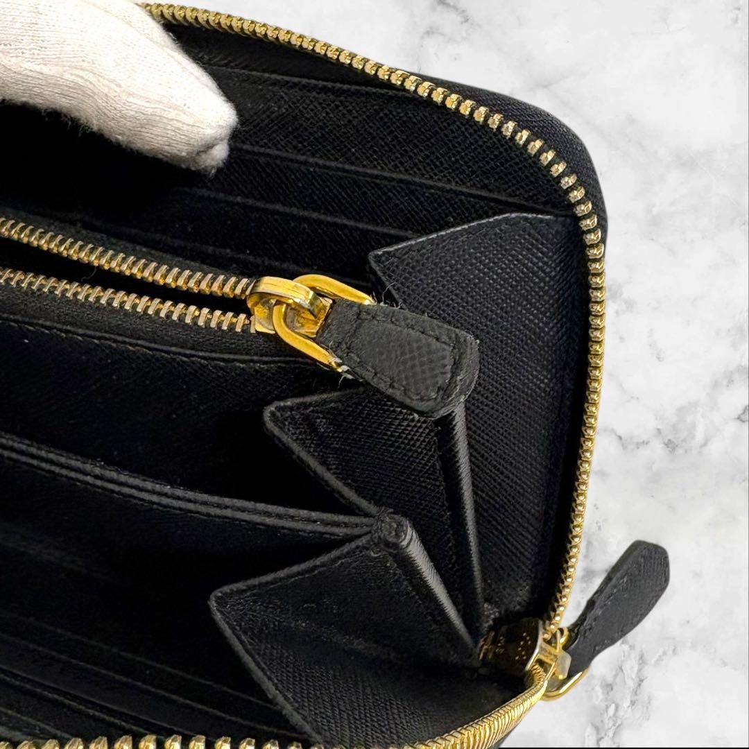 極上美品✨ PRADA プラダ サフィアーノ 長財布 ブラック　ラウンドジップ