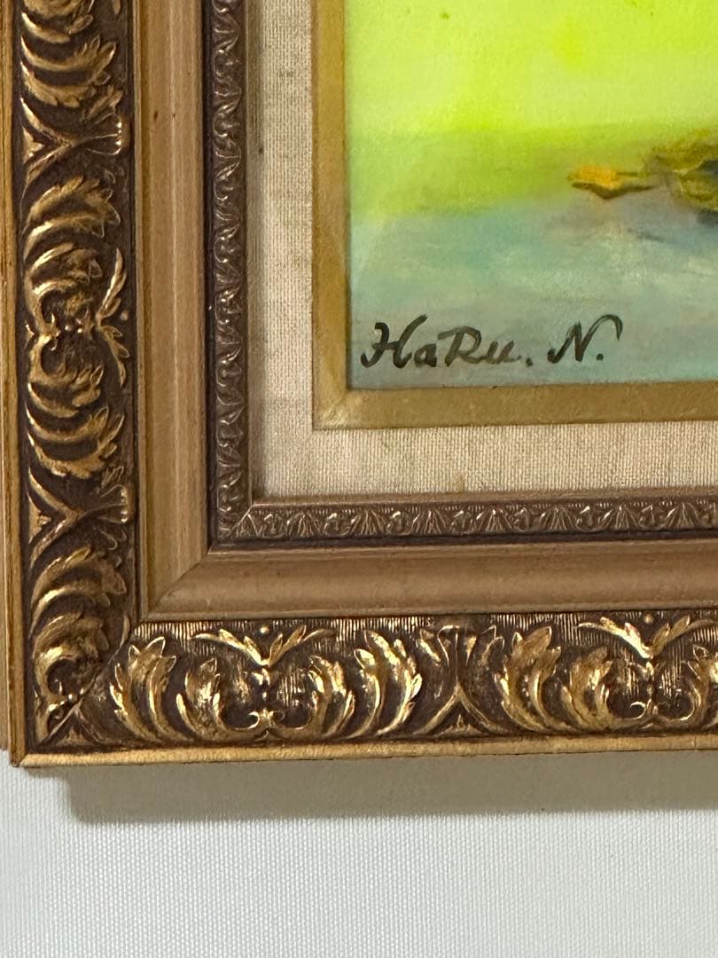 肉筆　油彩　真作　絵画　油絵　美術品　ひまわり　花　静物画　インテリア　ア-ト