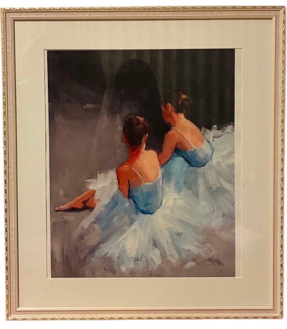【美品】Dancers at Rest バレリーナ 絵画 青