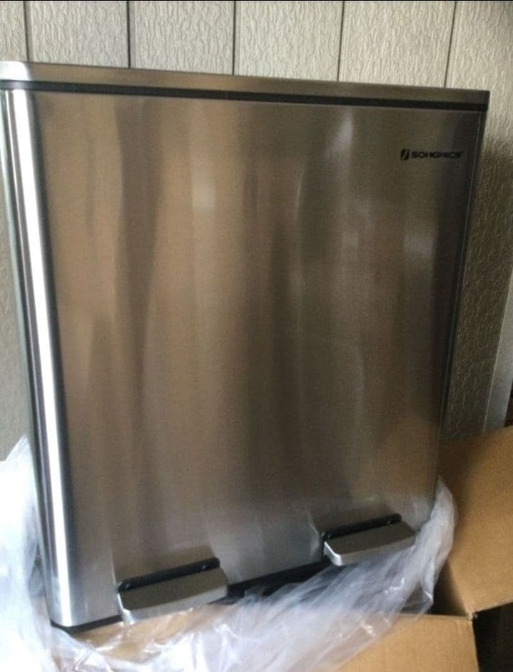 新品ゴミ箱 ダストボックス 2分別ペダル式 2x30L ステンレス