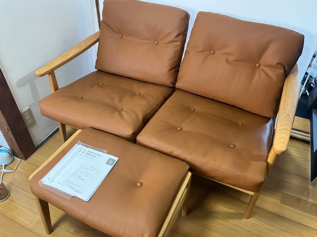 【使用頻度小】マルニ60 オークフレームチェア　2シーター　オットマン　セット