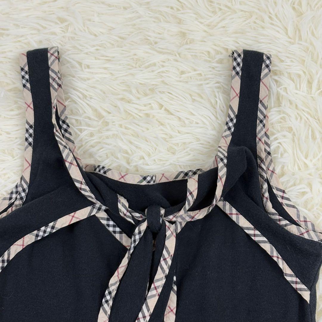 人気　バーバリーブルーレーベル　ノバチェック　リボン　キャミソール　38M 綿