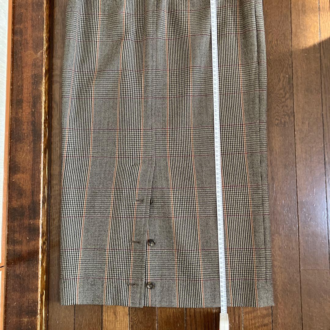 ブラウン チェック柄 テーラードジャケット スカートセット11号サイズ