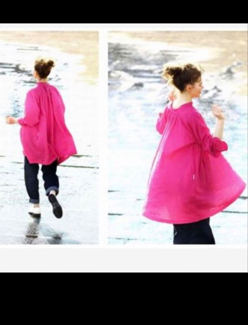 ネストローブ　NestRobe ラグランスリーブチュニック　ピンク