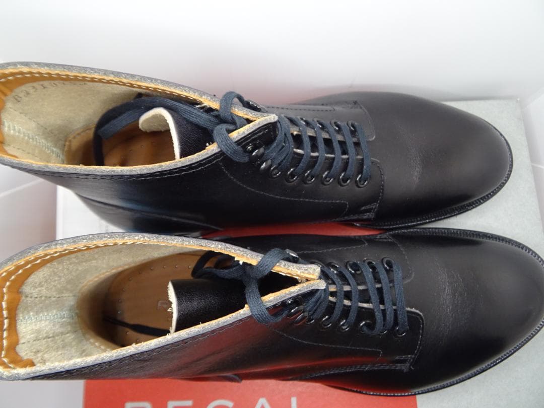 m*a様 リーガルレースアップブーツ黒24.5cmクロム鞣し栃木レザーグッドイヤ