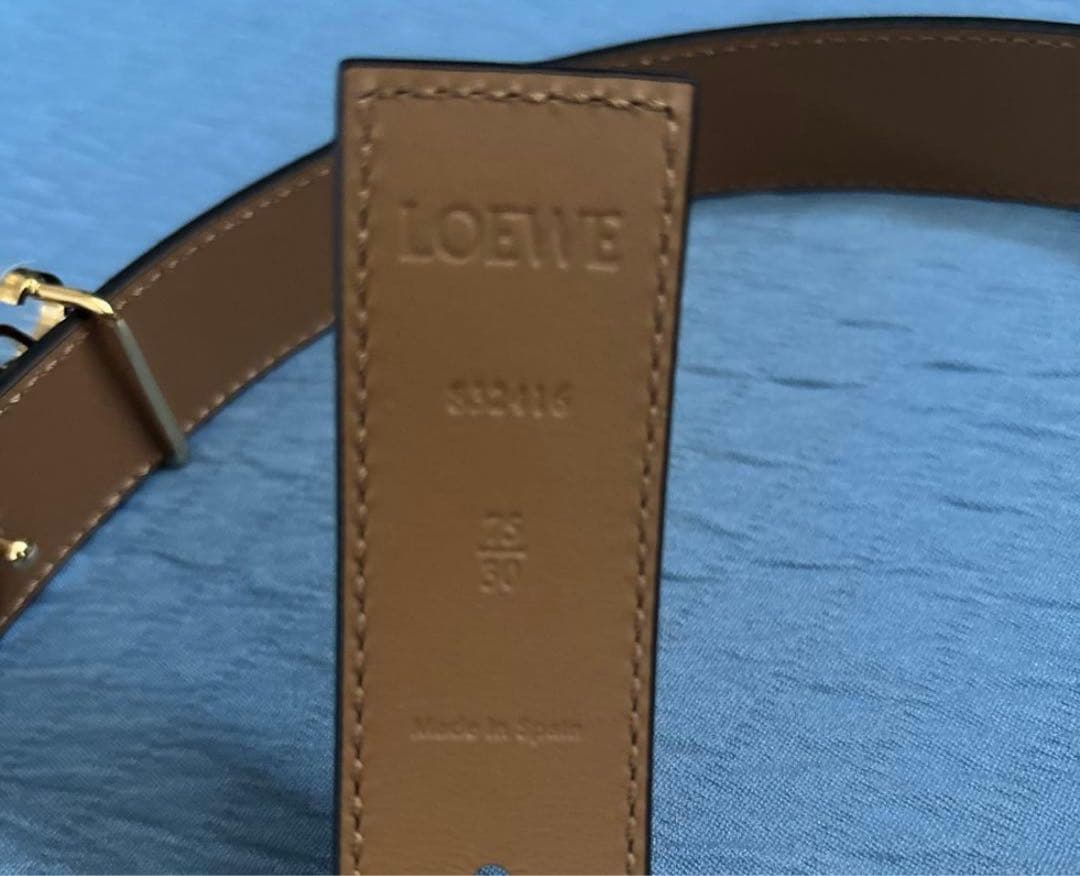 LOEWEリバーシブルアナグラム ベルトスムースカーフBurgundy/Gold