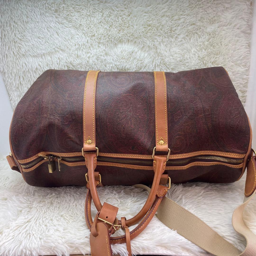 【大容量】エトロ ボストンバッグ 2way ペイズリー柄 ブラウン