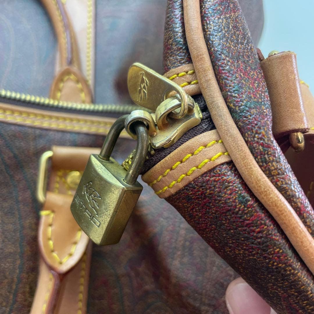 【大容量】エトロ ボストンバッグ 2way ペイズリー柄 ブラウン