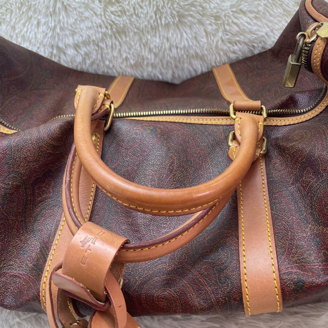 【大容量】エトロ ボストンバッグ 2way ペイズリー柄 ブラウン