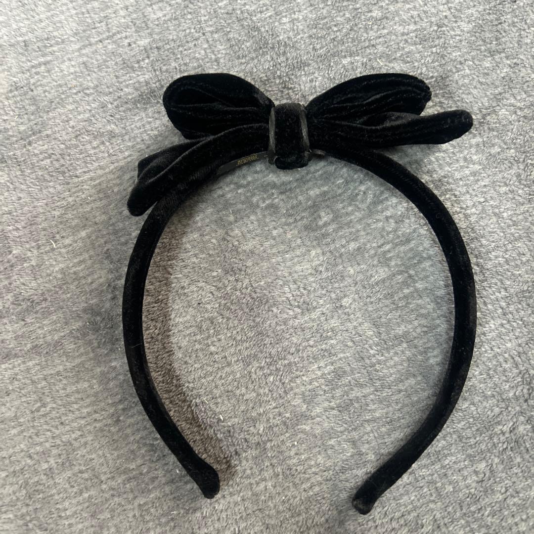 ALEXANDRE 黒 ベルベット リボン ヘアバンド