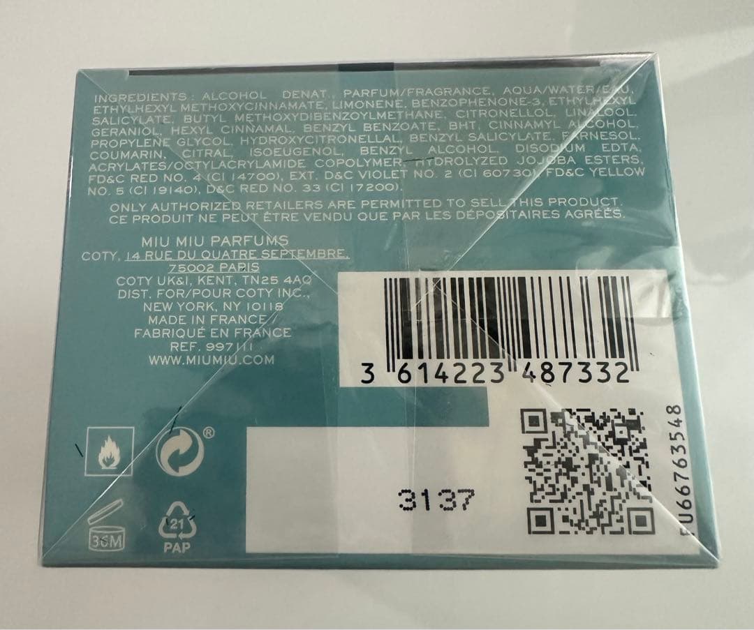 【新品未開封】MIU MIU L’EAU ROSEE オードトワレ 100ml