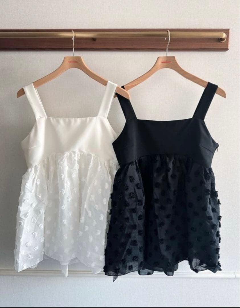 タグ付き！HIAND Fluffy Dot Ribbon Tops