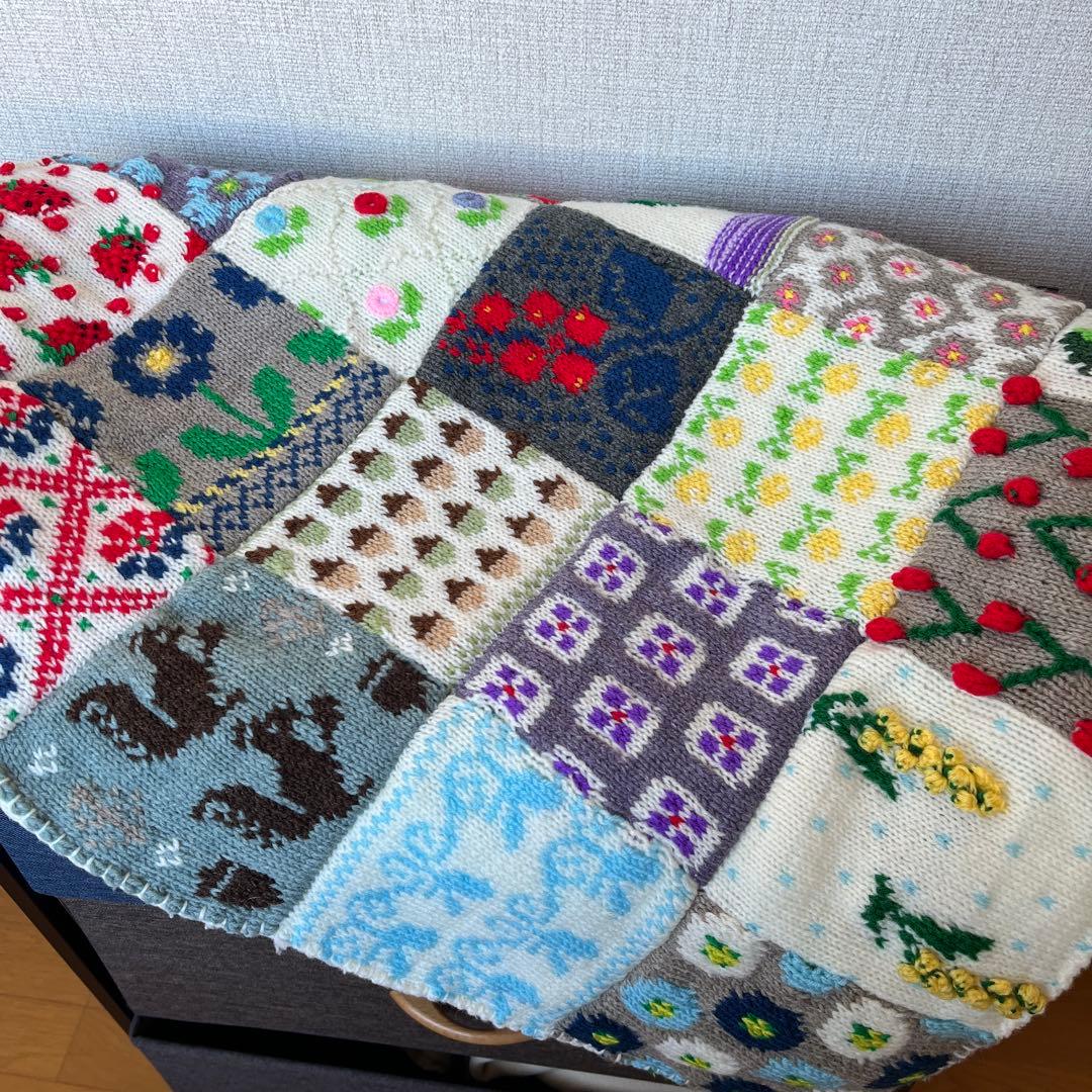 フラワーモチーフのブランケット☆ハンドメイド