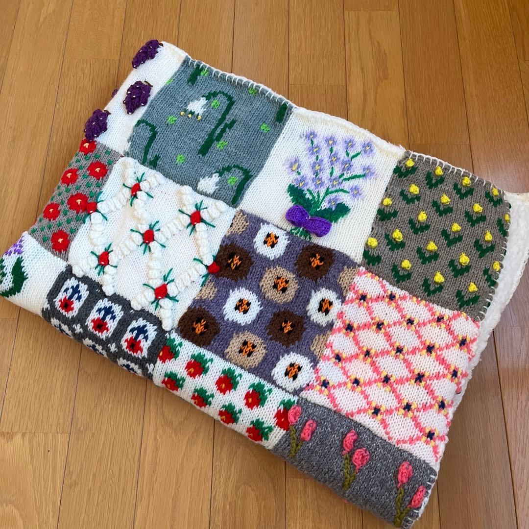 フラワーモチーフのブランケット☆ハンドメイド