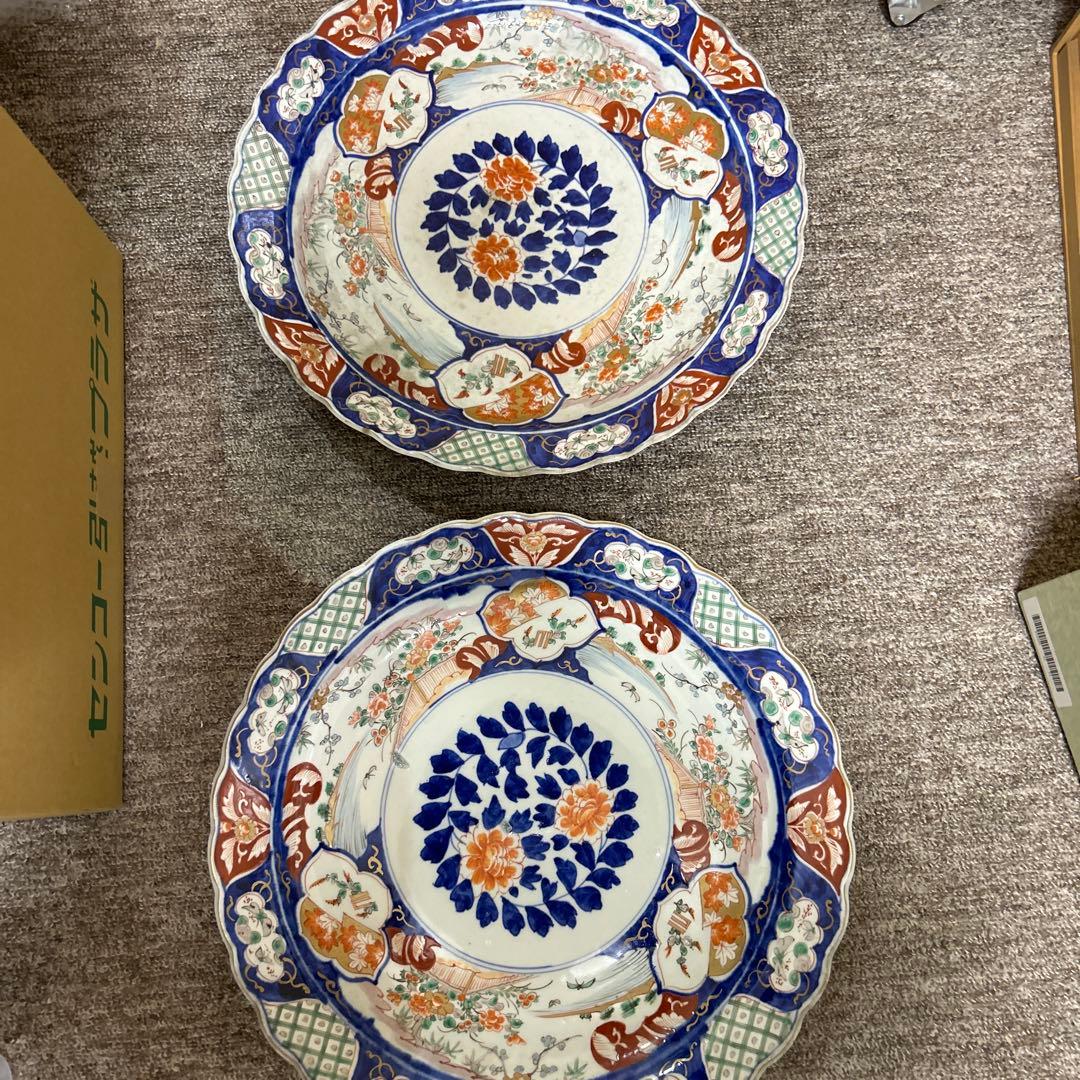 錦大鉢2個セット　46センチ×2個　明治41年調べ有り