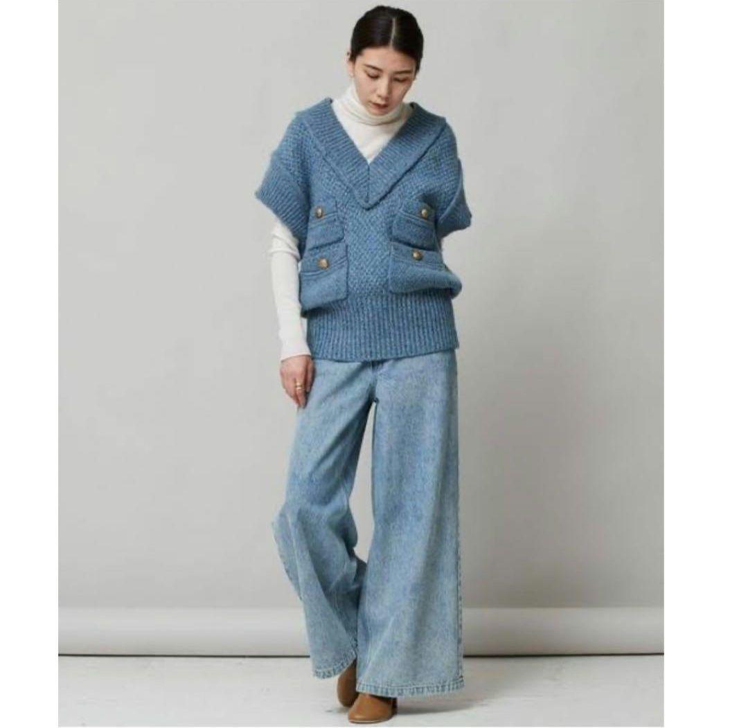 極美品☆カレンソロジー　ツィーディーヤーンニットベスト　Curensology