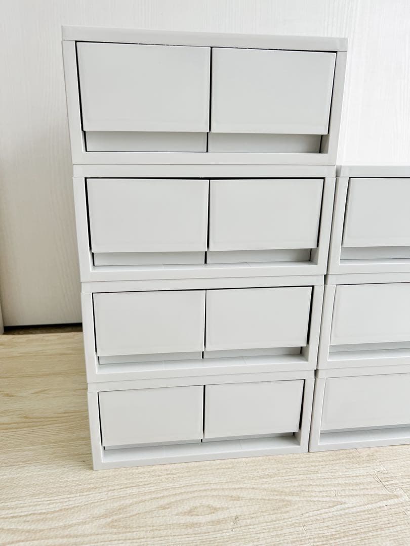 無印良品　ポリプロピレンケース・引出式・浅型・ホワイトグレー