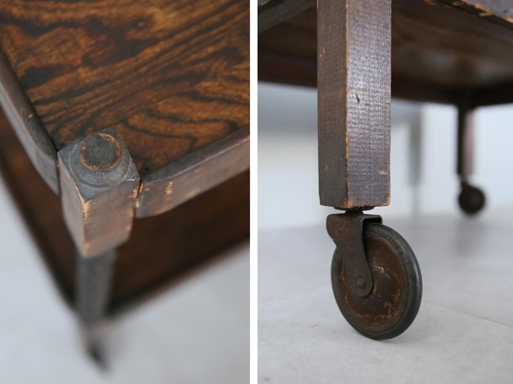 英国アンティーク木製キッチンワゴン/トロリー/サイドテーブル机(89-230)