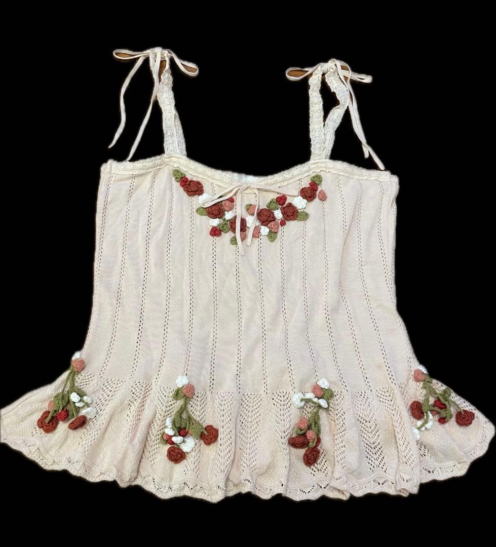 ピンクハウス キャミニット 苺モチーフ