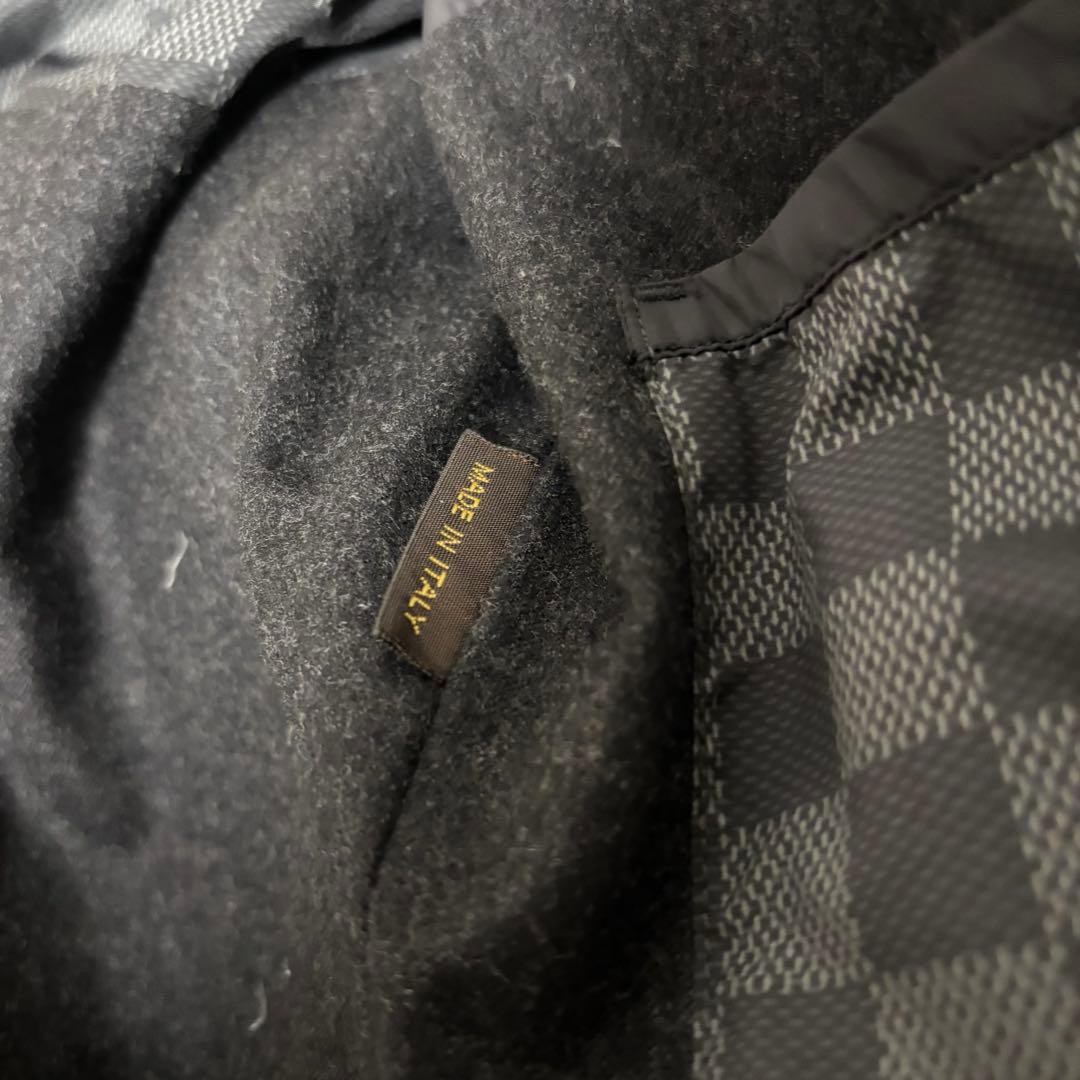 LOUIS VUITTON ブラックデタッチャブル レザー切替ダウンジャケット