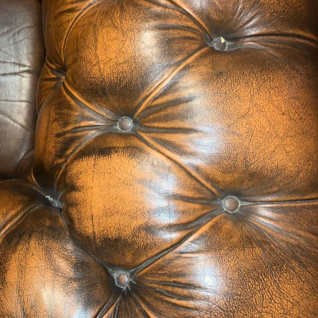 チェスターフィールド本革ソファ1人掛け英国調アンティーク