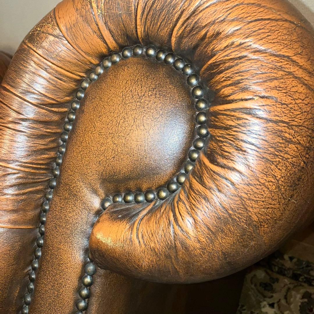 チェスターフィールド本革ソファ1人掛け英国調アンティーク