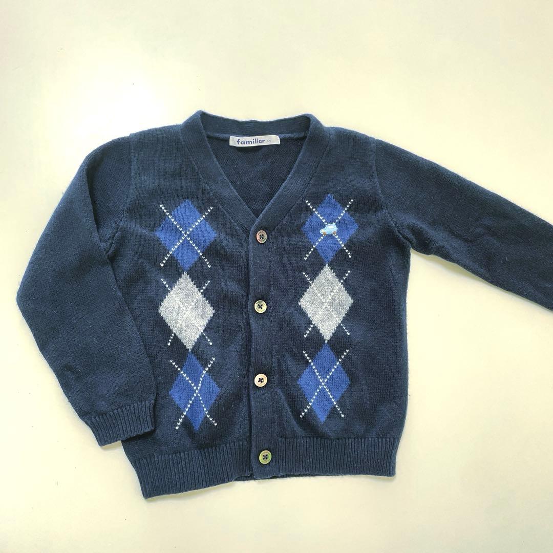 familiar 3点セット フォーマル 90 カーディガン シャツ 短パン