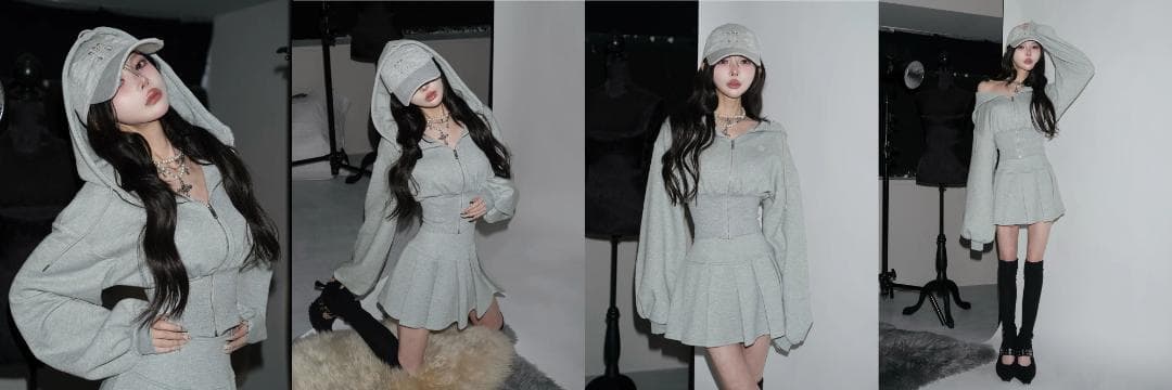 ダーリッチ darich カラーラメスウェットプリーツミニスカート ピンク FL